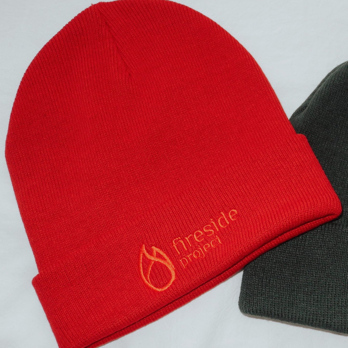 Fireside “Ember Stitch” Knit Beanie | Orange Embroidery